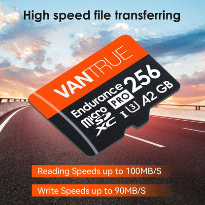 256GB Microsdxc UHS-I U3 4K UHD Video High Speed Transfer Monitoring SD Card with Adapter for Dash Cams, Body Cams, Action Camera, Surveillance &amp; Security Cams