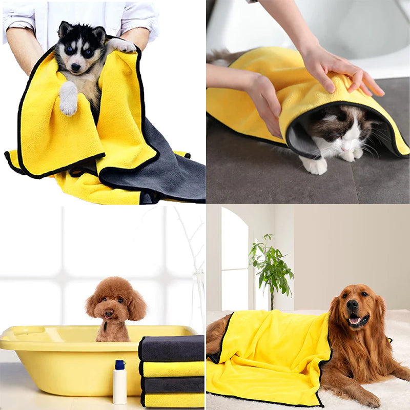 Quick-Drying Pet Dog and Cat Towels Soft Fiber Towels Water-Absorbent Bath Towel Convenient Pet Shop Cleaning Towel Pet Supplies