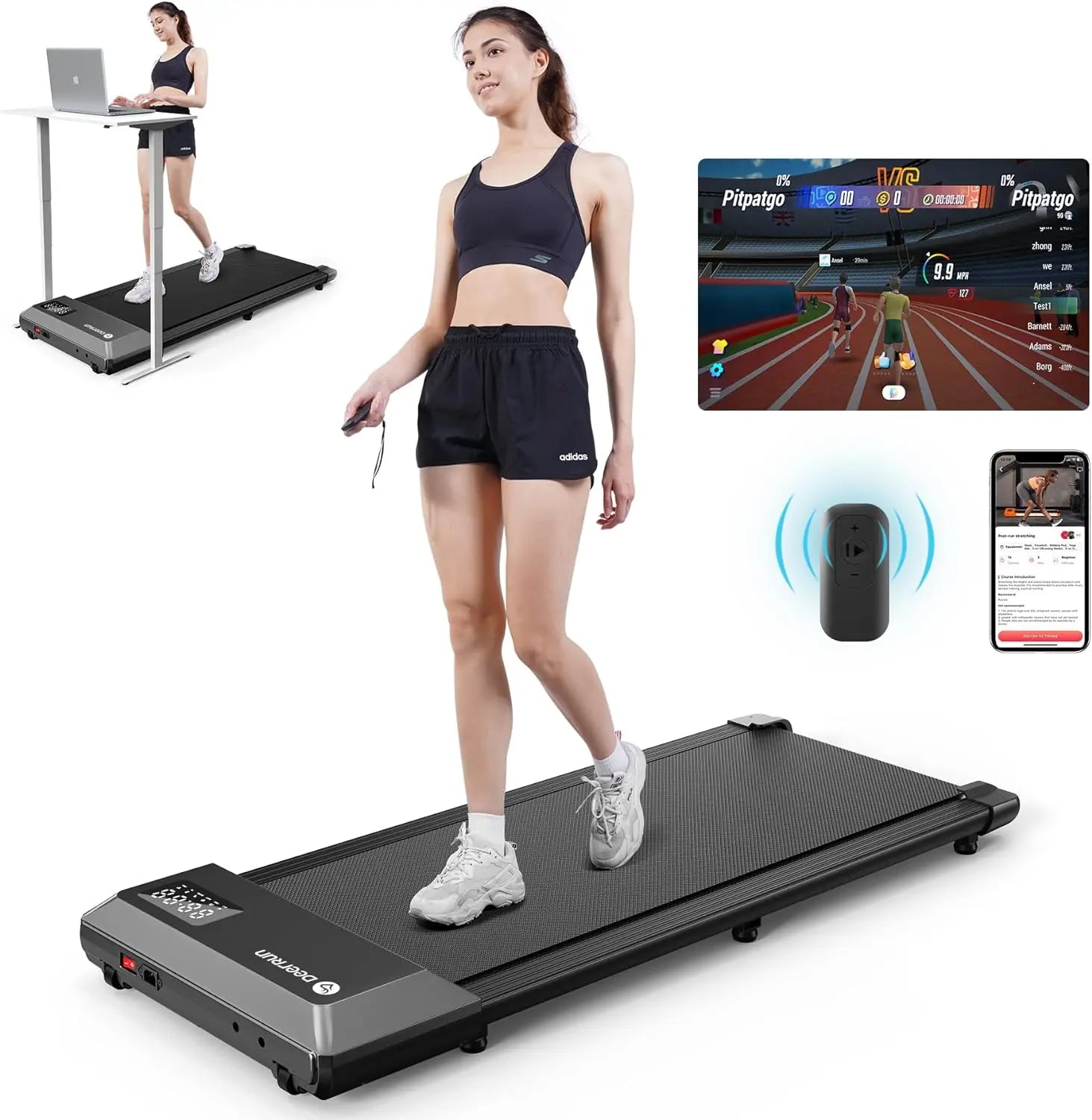 Deerrun 2024 Upgrade Treadmills for Home, Smart Raceable Powerful Quiet Walking Pad Treadmill, Remote Control &amp; Smart App