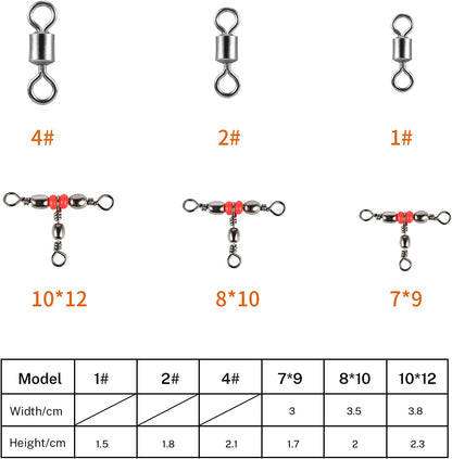 Fishing Tackle Set 180Pcs, Fishing Accessories Set with Tackle Box Including Barrel Swivels，Off Set Hooks，Swivel Slides，Cross-Line Barrel Swivels