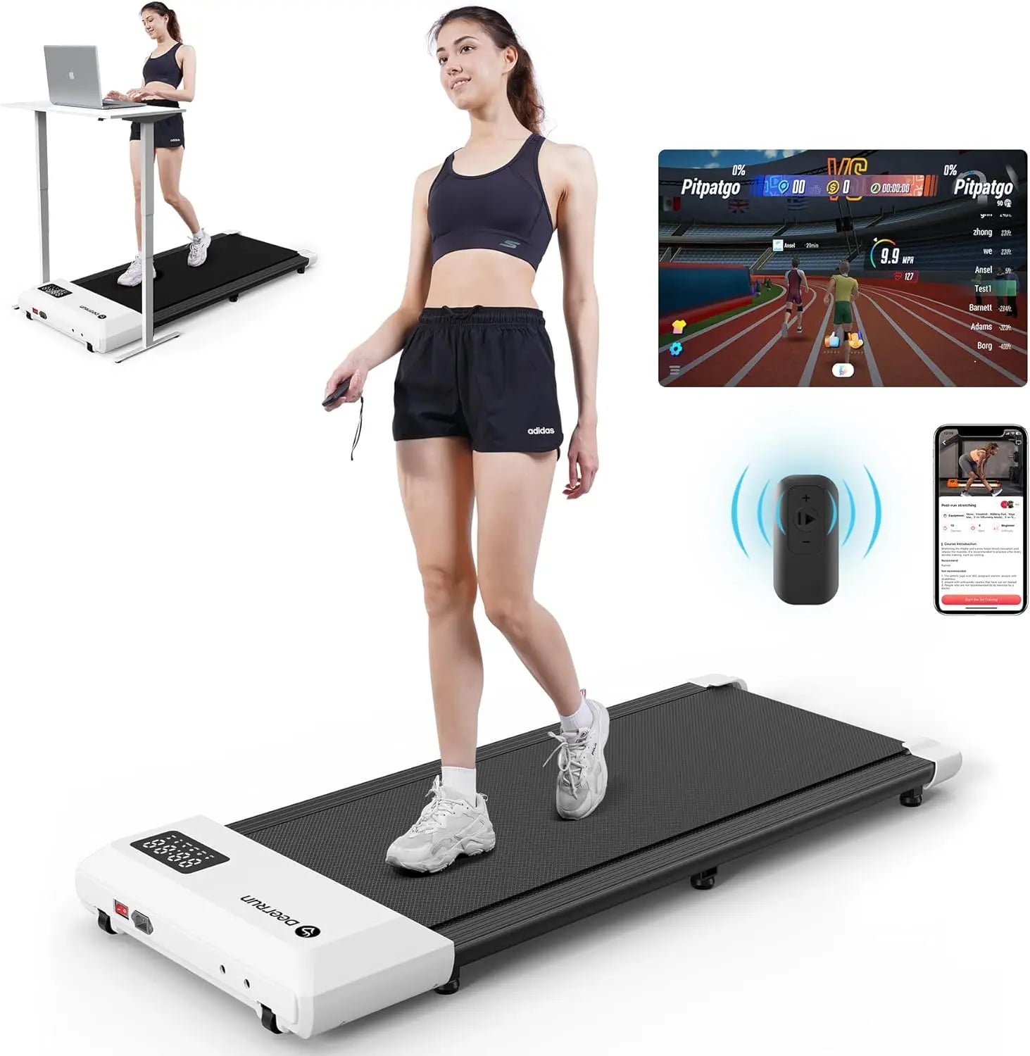 Deerrun 2024 Upgrade Treadmills for Home, Smart Raceable Powerful Quiet Walking Pad Treadmill, Remote Control &amp; Smart App