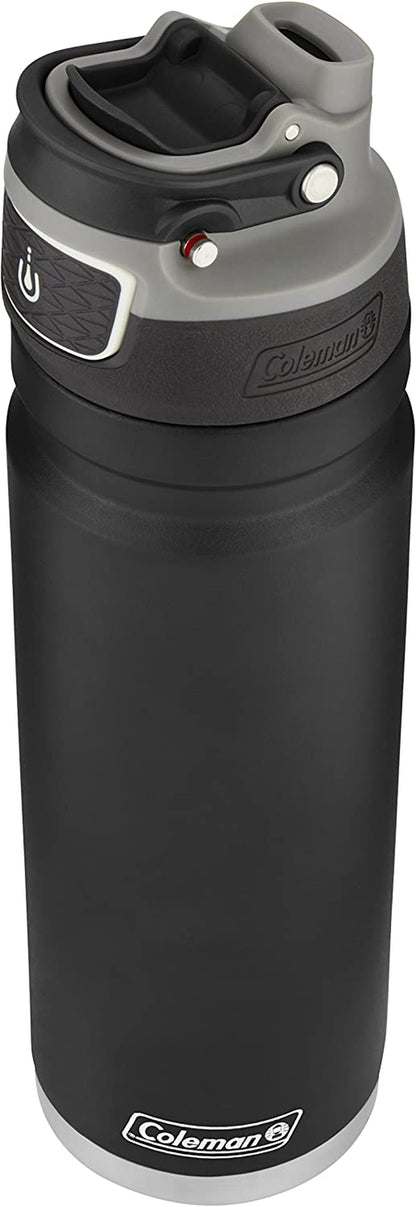 Freeflow Vacuum-Insulated Stainless Steel Water Bottle with Leak-Proof Lid, 24Oz/40Oz Bottle with Button-Operated Lid &amp; Carry Handle, Keeps Drinks Hot or Cold for Hours