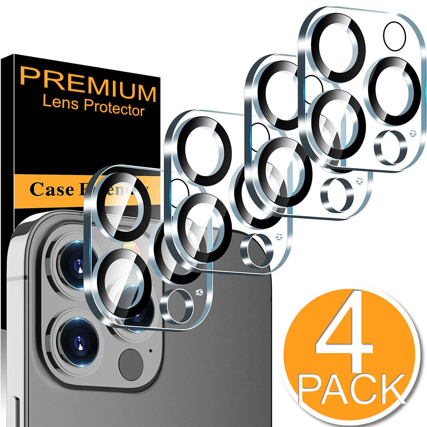 Tempered Glass Camera Lens Protector for iPhone 11, 12, 13, 14, 15, and 16 Pro Max - Pack of 4