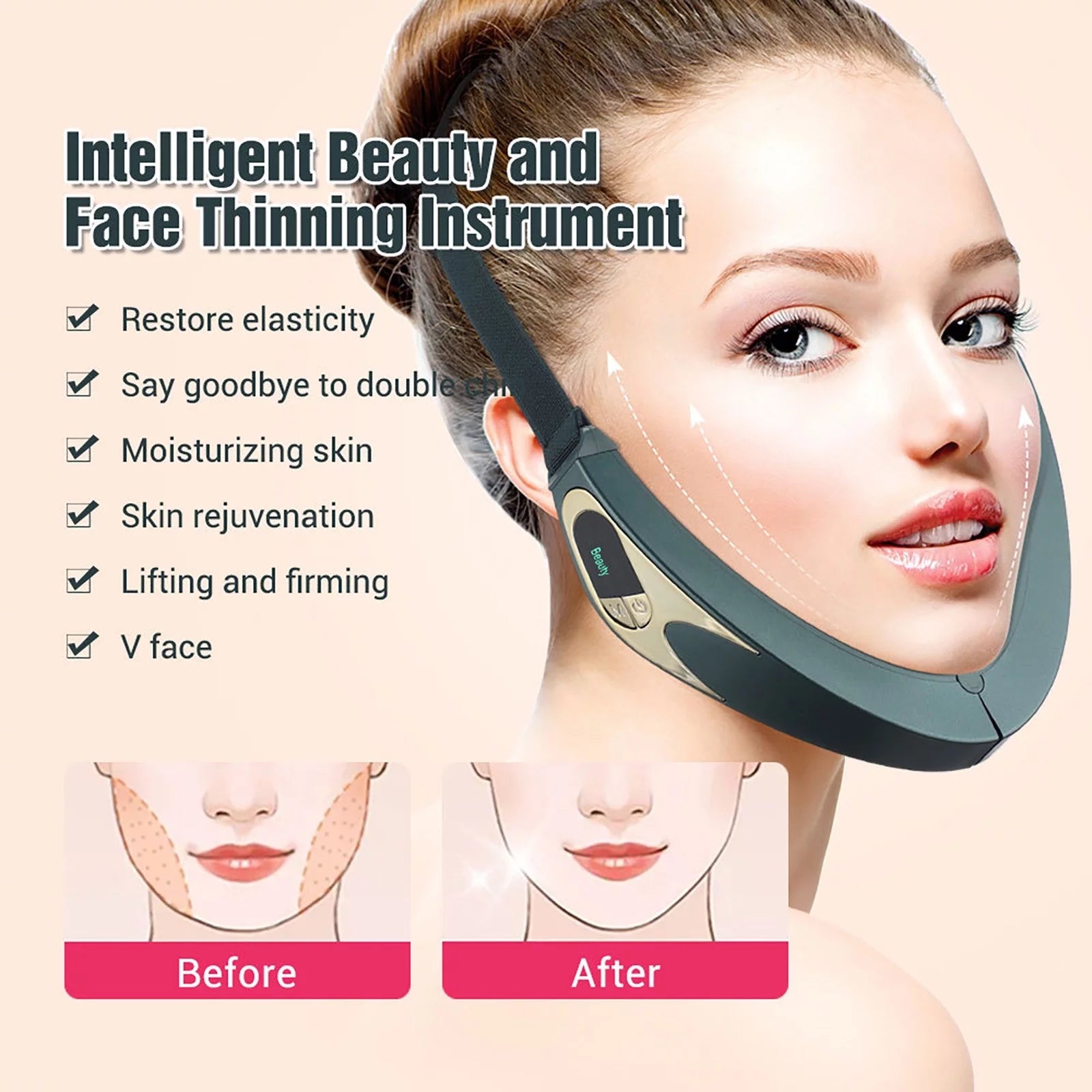 Beauty Stuff Personal Care Electric V- Face Shaping Massager Facial Lifting Machine Micro-Current Face Slimming Device Double Chin Reducer Machine Beauty Belt-Rejuvenation Lifting