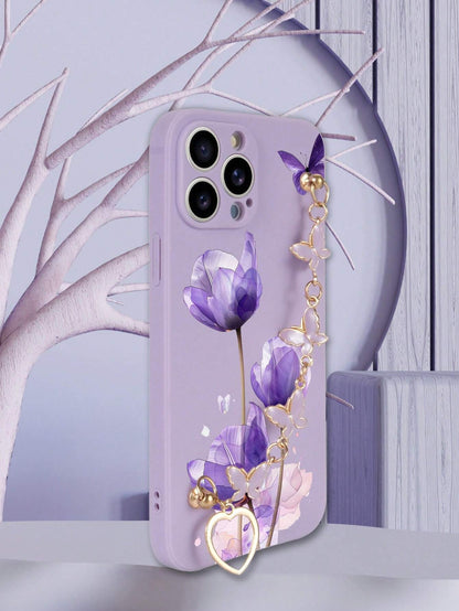 Iphone 16 Butterfly Print Phone Case with Hand Strap Compatible with Iphone15/15Plus/15Pro/15Promax