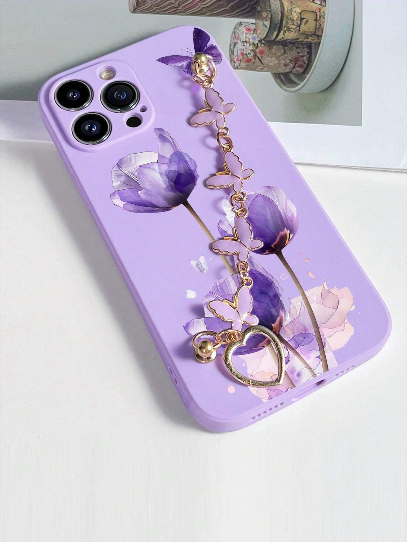 Iphone 16 Butterfly Print Phone Case with Hand Strap Compatible with Iphone15/15Plus/15Pro/15Promax