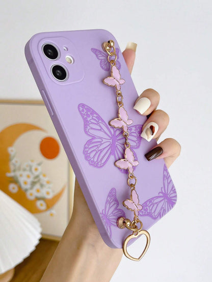 Iphone 16 Butterfly Print Phone Case with Hand Strap Compatible with Iphone15/15Plus/15Pro/15Promax