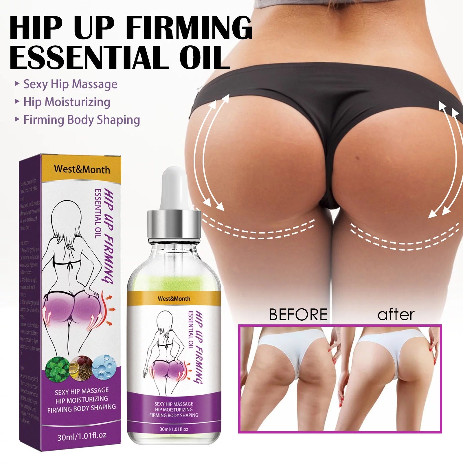 Black and Friday Deals 2023 Holiday Gift, Butt-Ock En-Hancement Massage Cream Hip-Firm En-Largement, Butt-Lift Essential Oil 30Ml Womens Unique Gifts