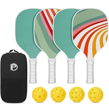 Pickleball Paddles Set of 4 - USAPA Approved, 4 Indoor Outdoor Pickleball Balls, Paddle Racket with Cover Bag, Ideal Training Equipment Gift for Men &amp; Women