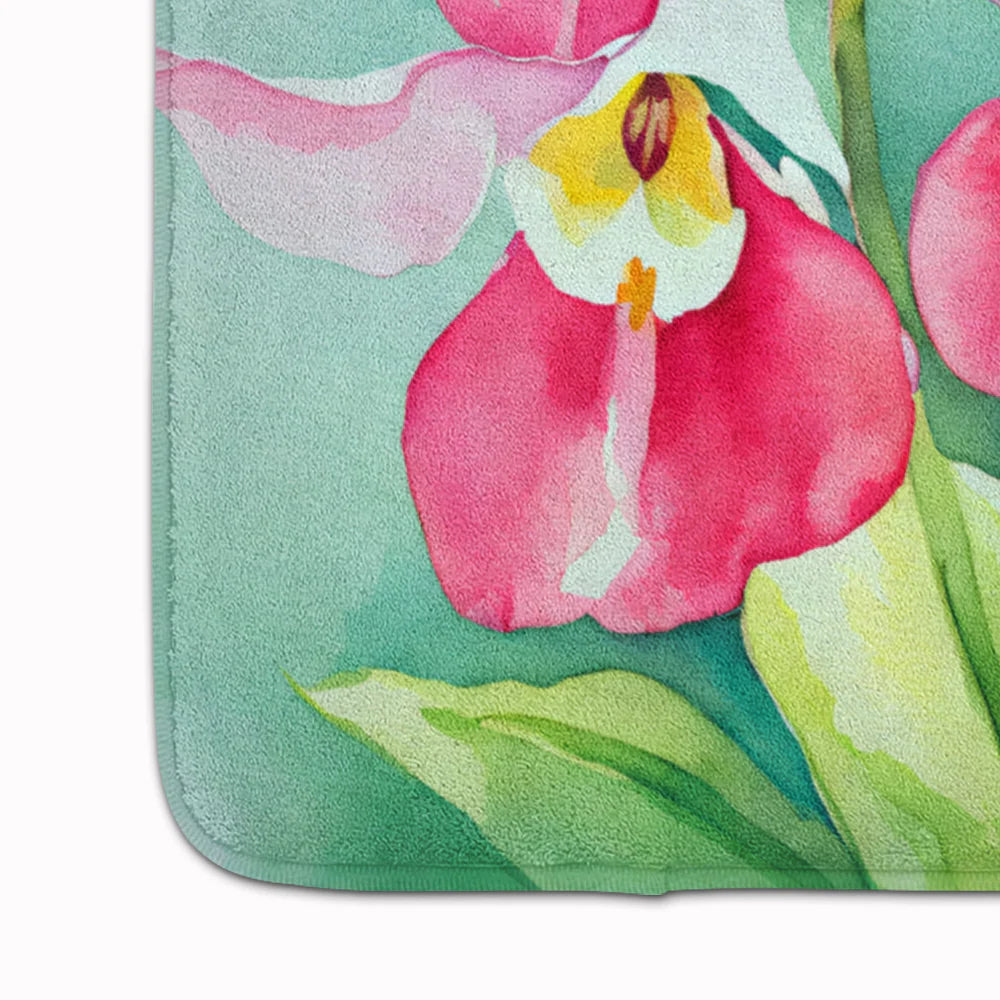 Minnesota Pink and White Lady�S Slippers in Watercolor Memory Foam Kitchen Mat