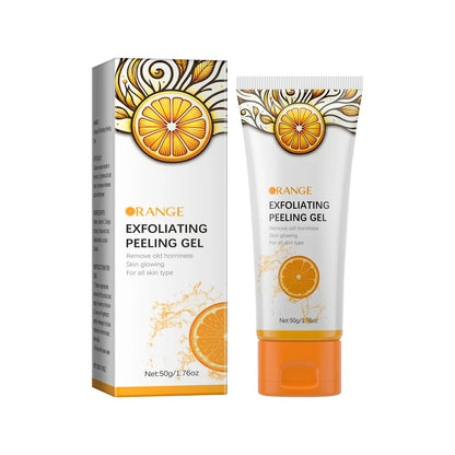 Orange Exfoliating Gel Face and Body Exfoliating Scrub Gel Deep Cleansing Moisturizing Facial Exfoliator 50Ml