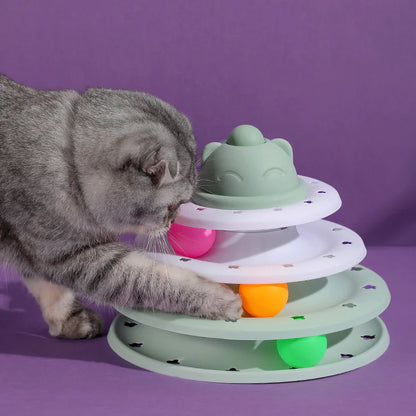 3/4 Levels Cats Toy Tower Tracks Cat Toys Interactive Cat Intelligence Training Amusement Plate Tower Pet Products Cat Tunnel