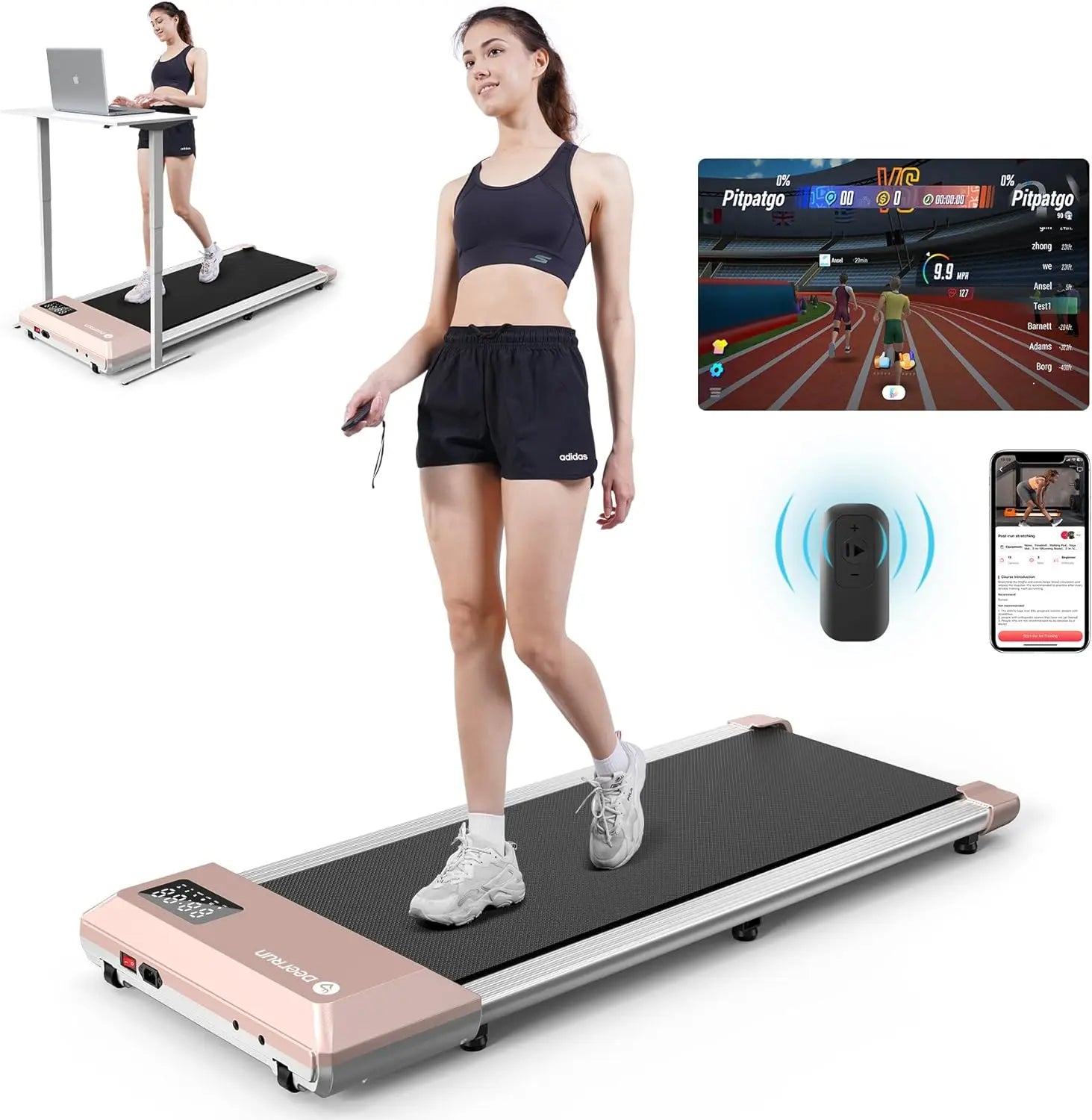 Deerrun 2024 Upgrade Treadmills for Home, Smart Raceable Powerful Quiet Walking Pad Treadmill, Remote Control &amp; Smart App