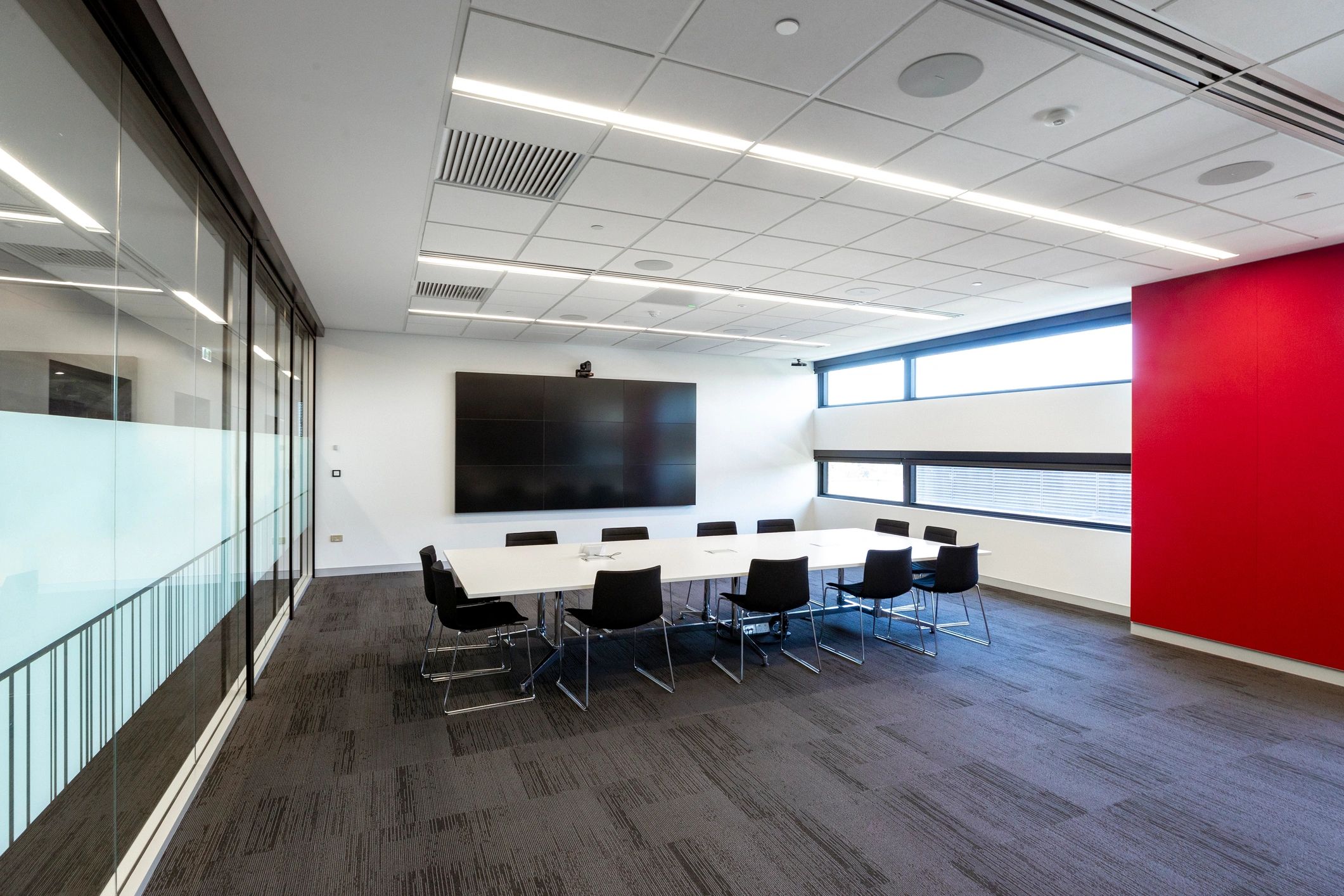 Conference room with organized business environment