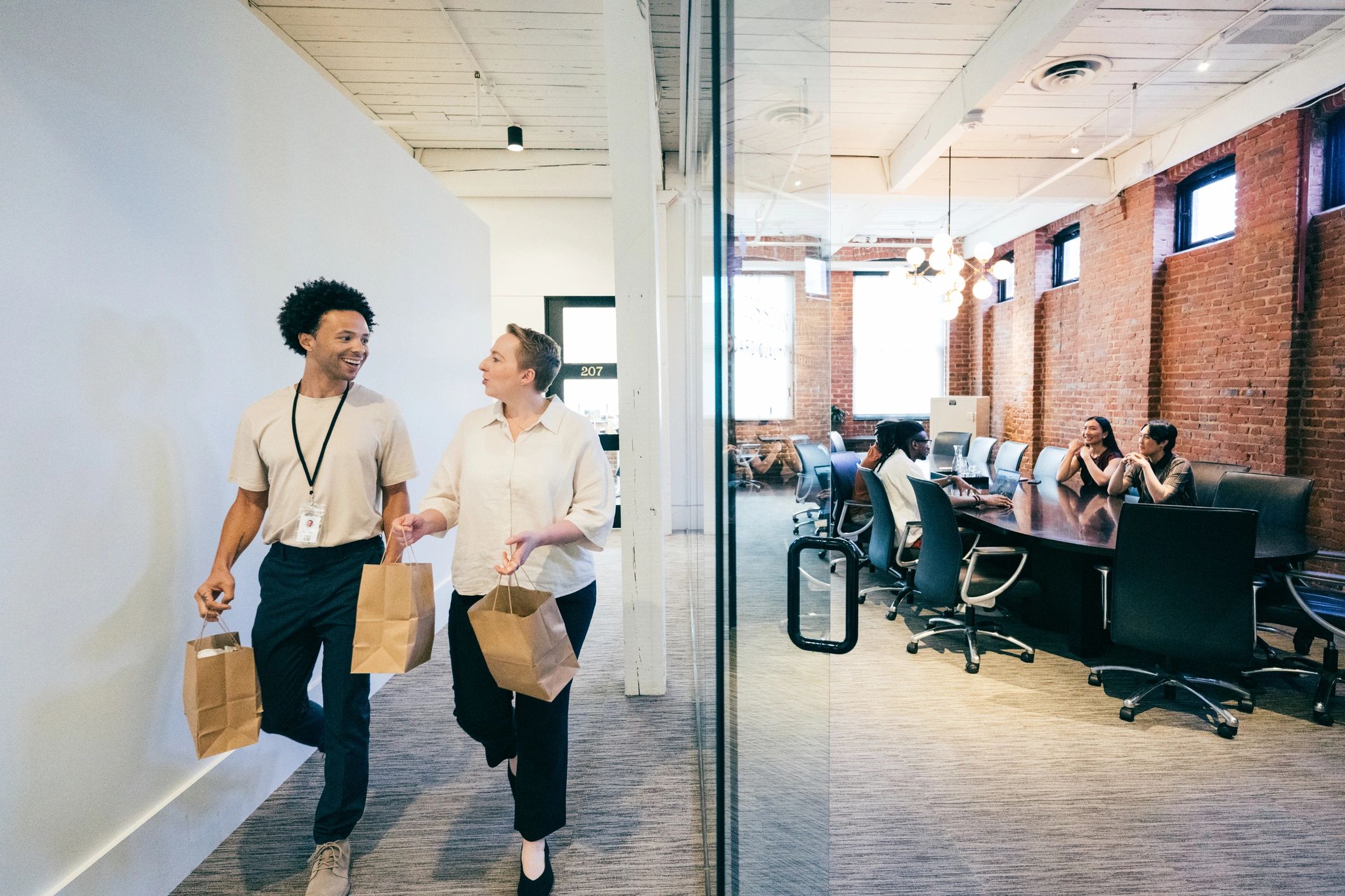 Team collaborating in a modern office