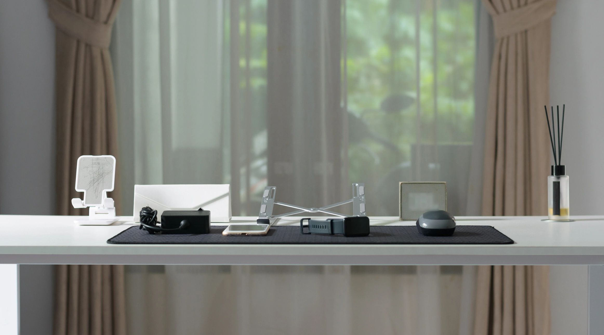 Organized desk setup with office accessories